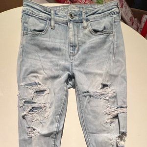 American Eagle Jeans, Super Stretch, High Waisted, Light Blue, Size 4 Regular